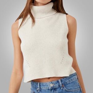 French Connection Mozart Cream Sleeveless Sweater 100% Cotton